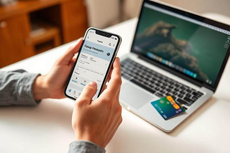 Pessoa comparando ofertas de crédito no celular e notebook